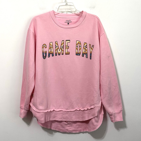 Simply Southern Tops - Simply Southern Game Day Sweatshirt Pink Womens L Casual‎ Long Sleeve FLAW